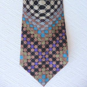 FORMAT Japan black brown purple geometric dot retro 100% silk tie